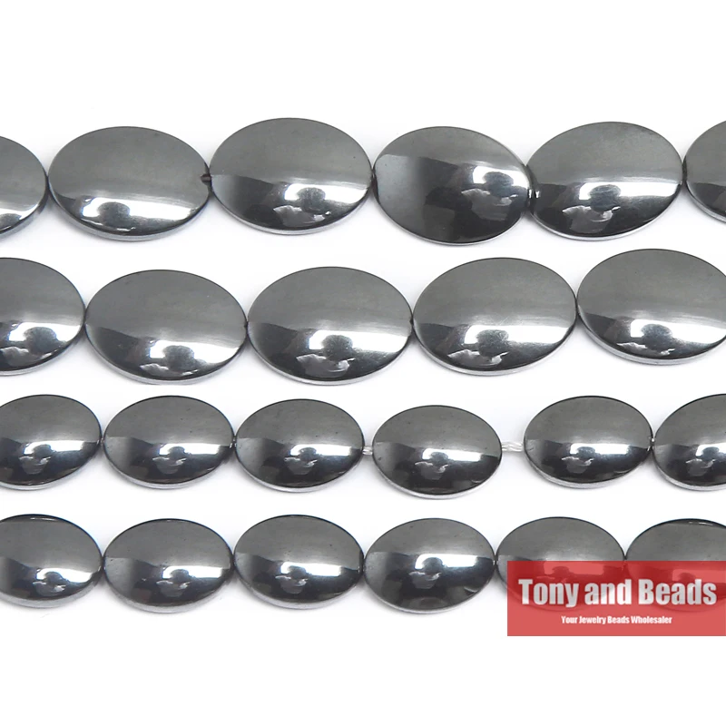 Натуральный камень без магнитной Овальный Форма черные гематитовые бусины 10x14