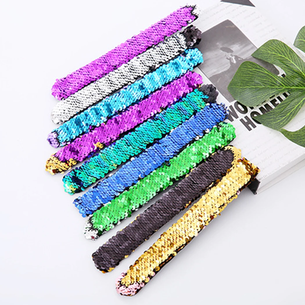Браслеты с пайетками обратимые блестящие браслеты для вечеринок шлёпками
