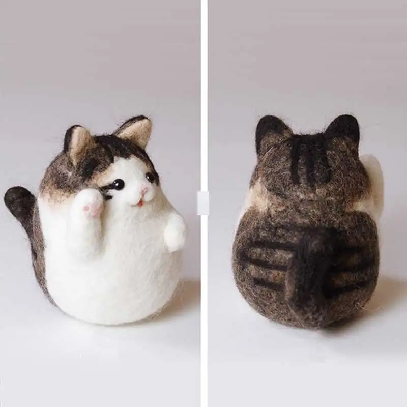 Необработанный войлочный набор удачи кот шерсть игла Войлок игрушка кукла