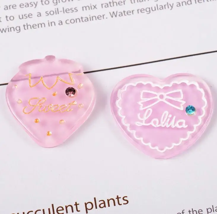 Resin Heart Strawberry Decoration Crafts Flatback Cabochon Scrapbooking Fit Phone Embellishments Diy Accessories | Дом и сад