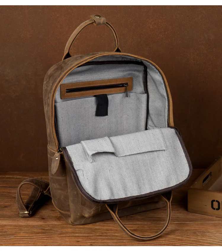 Men's Or Women Genuine Leather Backpack Multifunction Handmade Daypack Vintage Schoolbag Backpack Shoulder Bag Casual Rucksack