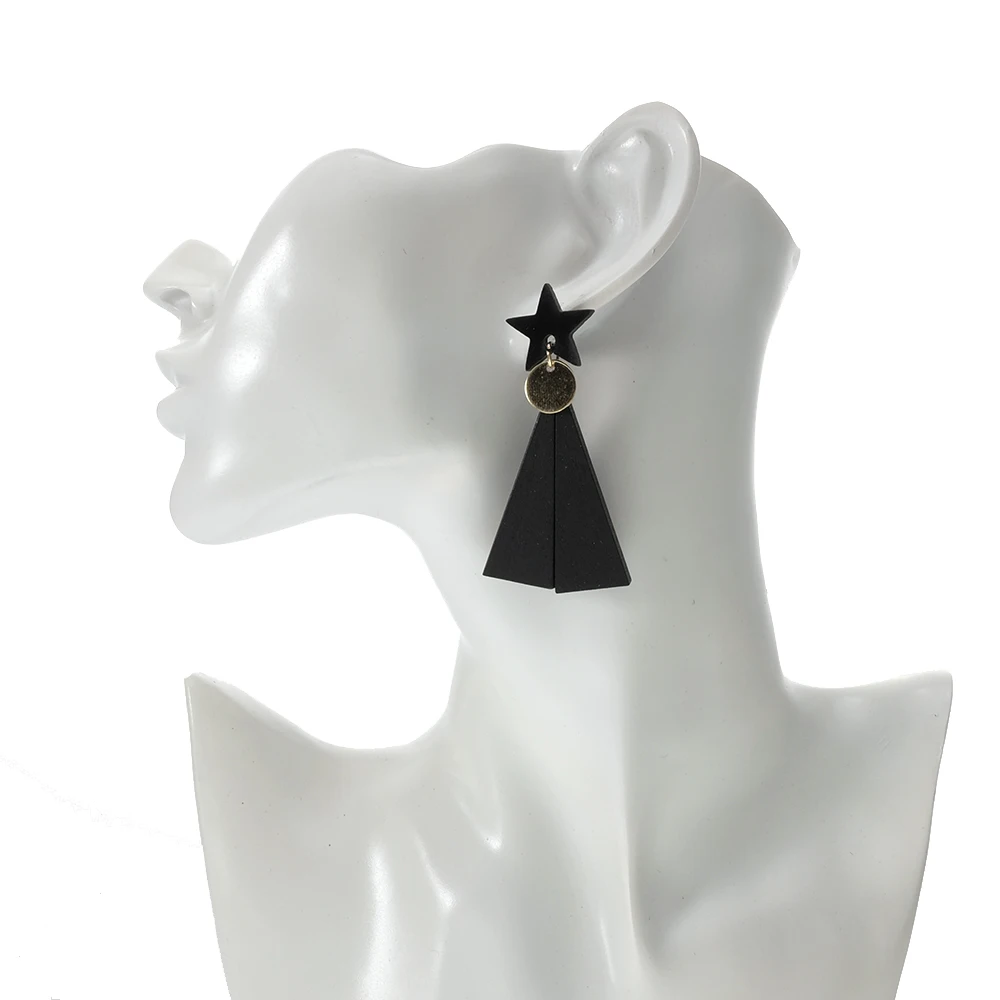 Звезда Серьги Этнические богемные серьги Multi Цвет деревянный большой