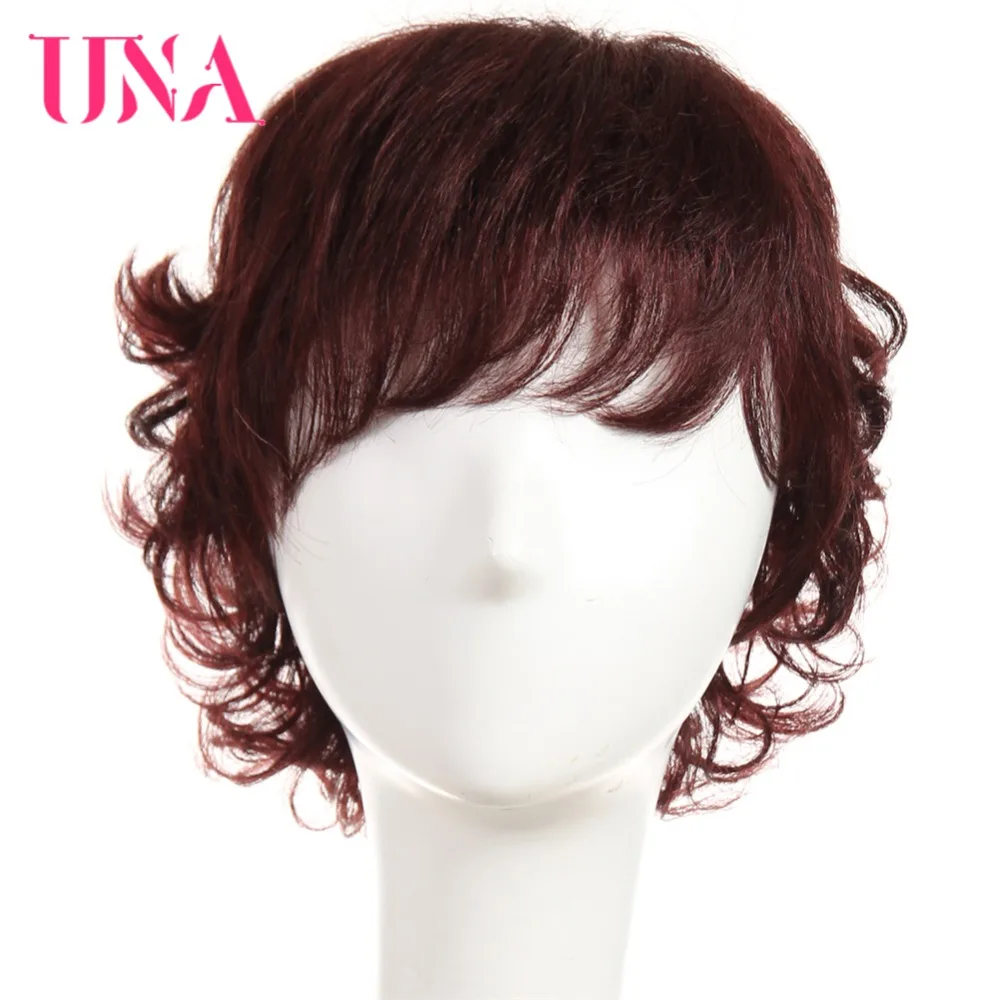 Женские вьющиеся парики UNA Non Remy 150% плотность #1 # 1B #2 #4 #27 #30 #33 99J mt #350 #2/33|Парики