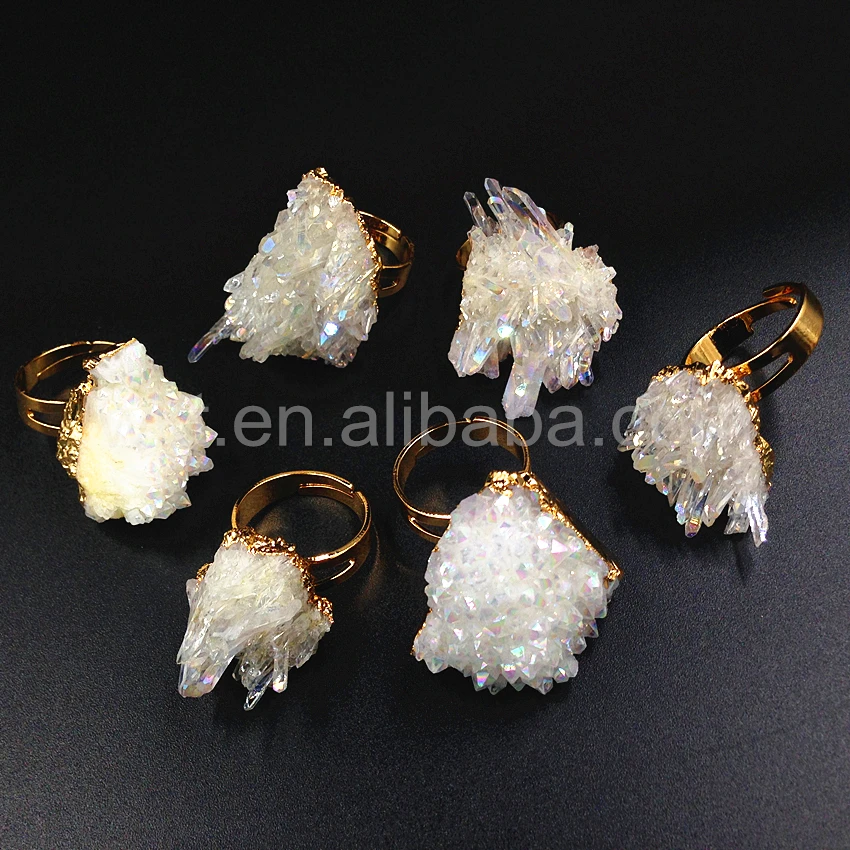 Женское кольцо в форме ангела 10 шт. золотистого цвета с кристаллами кварцевое