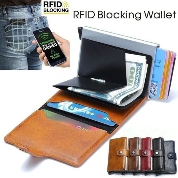 1 шт. тонкий кожаный бумажник с защитой от радиочастотной идентификации зажимом