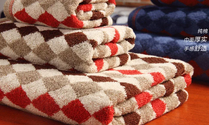 

UK Style Plaid Towel Set 100% Cotton 3Pcs Set Bath + Face +Hand Towels Super Soft Bath Towels Home Use Home Textile toalla playe
