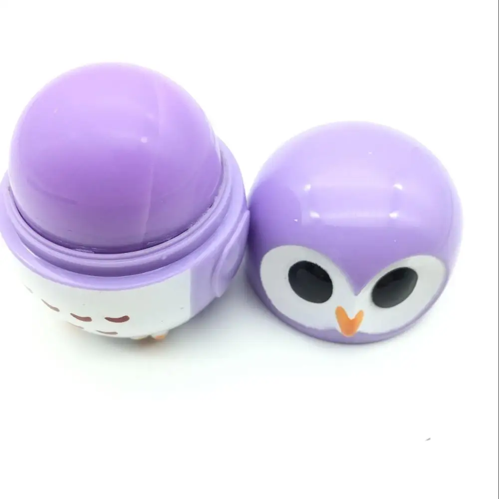 purple 1 шт., увлажняющий бальзам для губ в виде совы карамельного цвета, натуральный растительный Круглый Блеск для губ, губная помада, фруктовые украшения, инструмент для губ - Цвет: purple