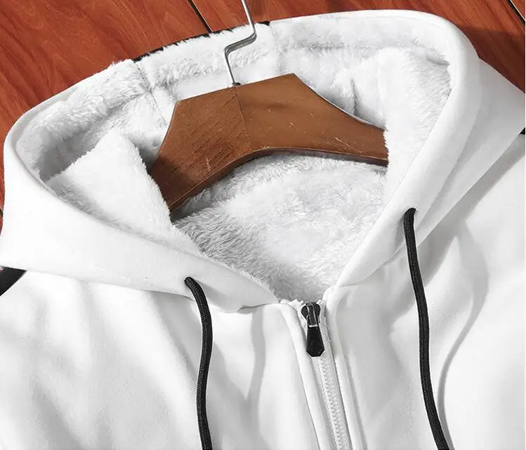 

Rlyaeiz Tracksuit Men 2019 Autumn Sporting Suits Men Striped Zipper Hoodies + Pants Two Piece Set Male Fleece Warm Sporting Wear
