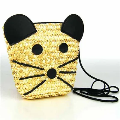 Женские сумки в форме кошки Пляжная соломенная сумка плетеные для покупок AB0141