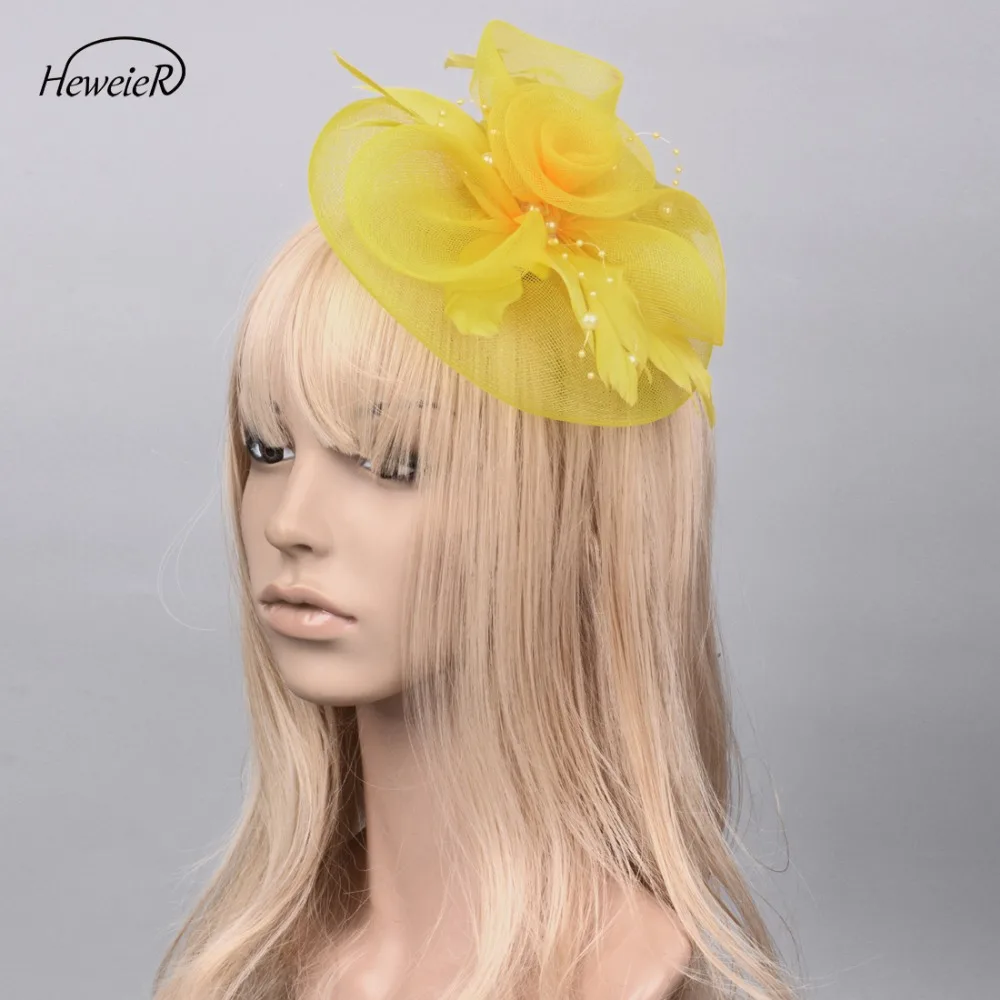 Шляпка-Вуалетка женская заколка для волос с сетчатыми перьями ручной работы