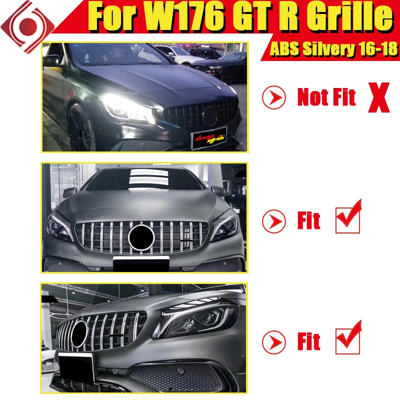 W176 A класс GT R стиль решетка гриль ABS серебро без знака A180 A200 A220 A250 A45 вид переднего