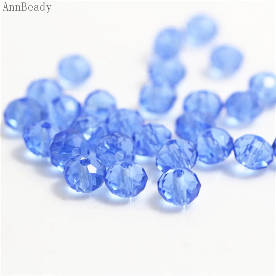 light blue AnnBeady, одноцветные красные, серебристые, 4x6 мм, 50 шт., австрийские граненые стеклянные бусины Rondelle, бусины для изготовления ювелирных изделий - Цвет: light blue