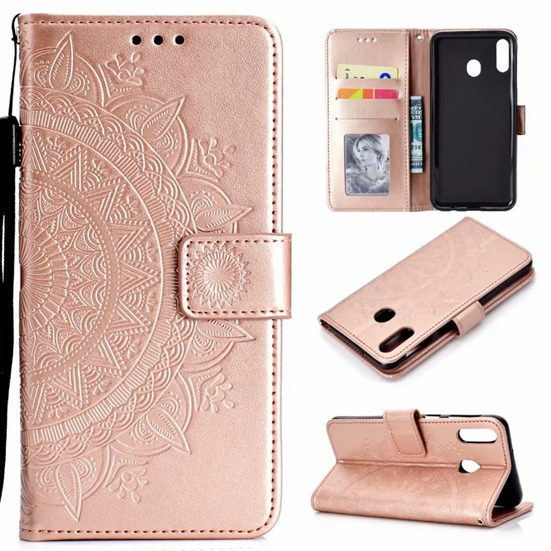 Кошелек чехол для huawei P30 Lite Pro samsung A70 A50 A30 A10 M10 Тотем тиснением цветок кружева кожа