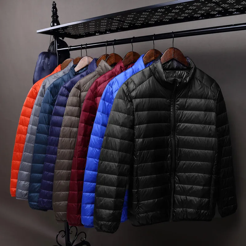 Мужская Ультралегкая куртка пуховик белая легкая парка с гусиным пухом на осень