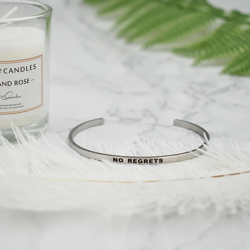 Newest Encouragement Quotes Engrave bridesmaid FEALESS ALOHA Bangle Stainless Steel Female Inspirational Jewelry | Украшения и