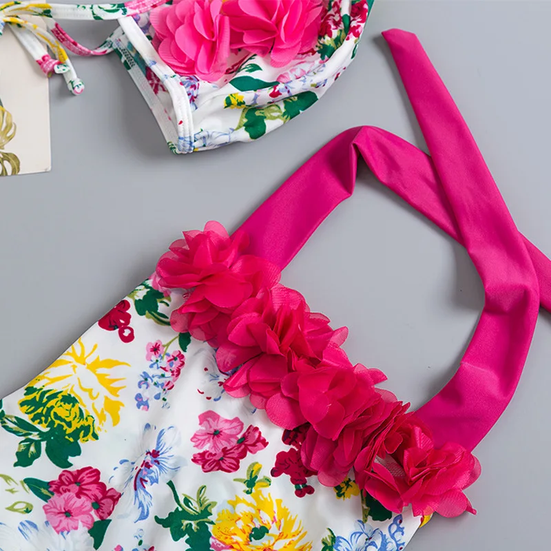 Комплект бикини с цветочным рисунком 2019 детский купальник для девочки принцессы