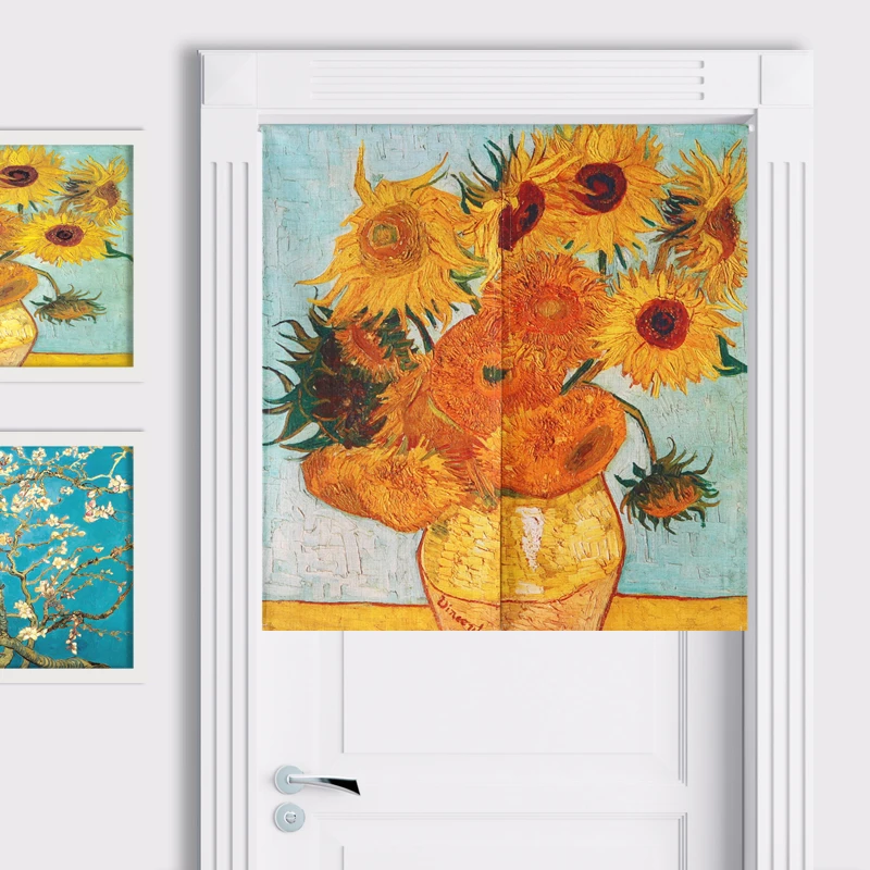 Retro Van Gogh Painting Door Curtain Floral Linen Tapestry Study Home Decor Bedroom Kitchen Noren | Дом и сад