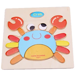 Crab 1 шт. Деревянные 3D головоломки мультфильм животных деревянные игрушки-паззлы для детей развивающие игрушки - Цвет: Crab