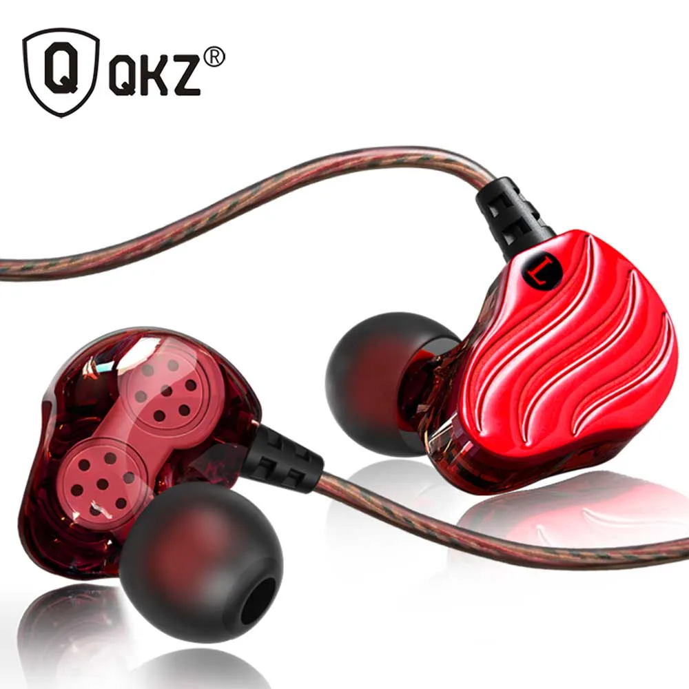 Новейший QKZ KD4 двойные драйверы наушники вкладыши проводные спортивные ушные