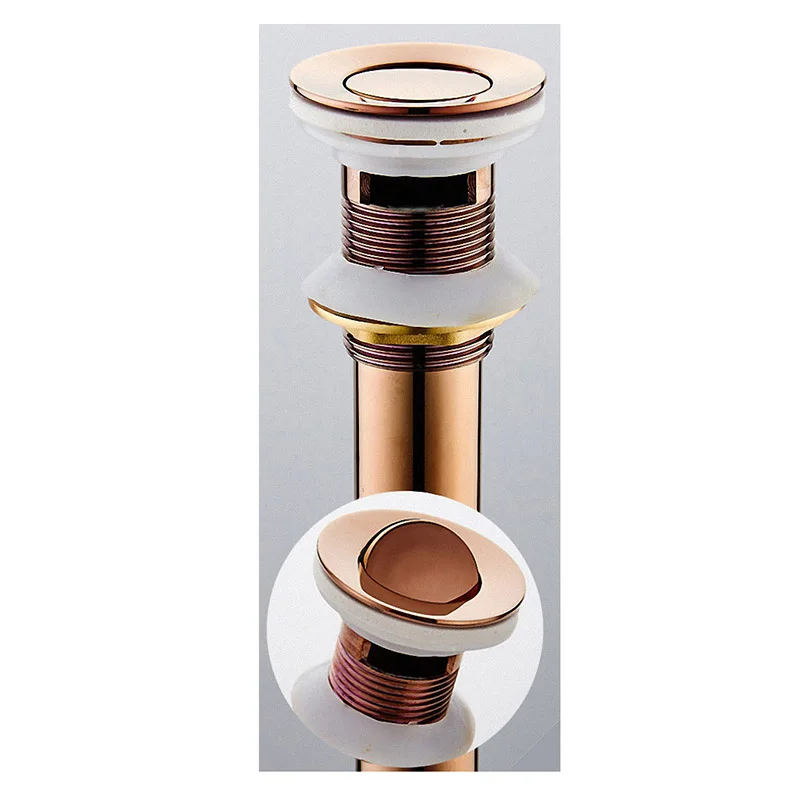 Pop up Drain for Bathroom Sink Vessel Vanity Rose Gold Solid Brass Assembly Replacement Kits Stopper Flip Top Overflow | Обустройство