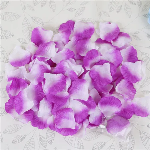 Purple white 100 шт красочные шелковые лепестки роз цветы красный искусственный цветок для свадьбы помолвки украшения День Святого Валентина Любовь события Вечерние - Цвет: Purple white