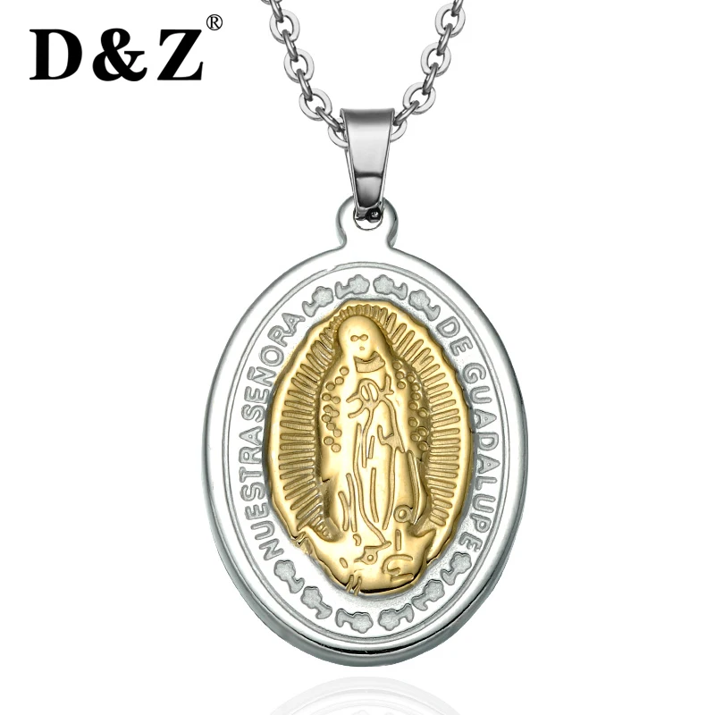 D & Z католическое Guadalupe Девы Марии Ожерелье Подвеска из нержавеющей стали Шарм