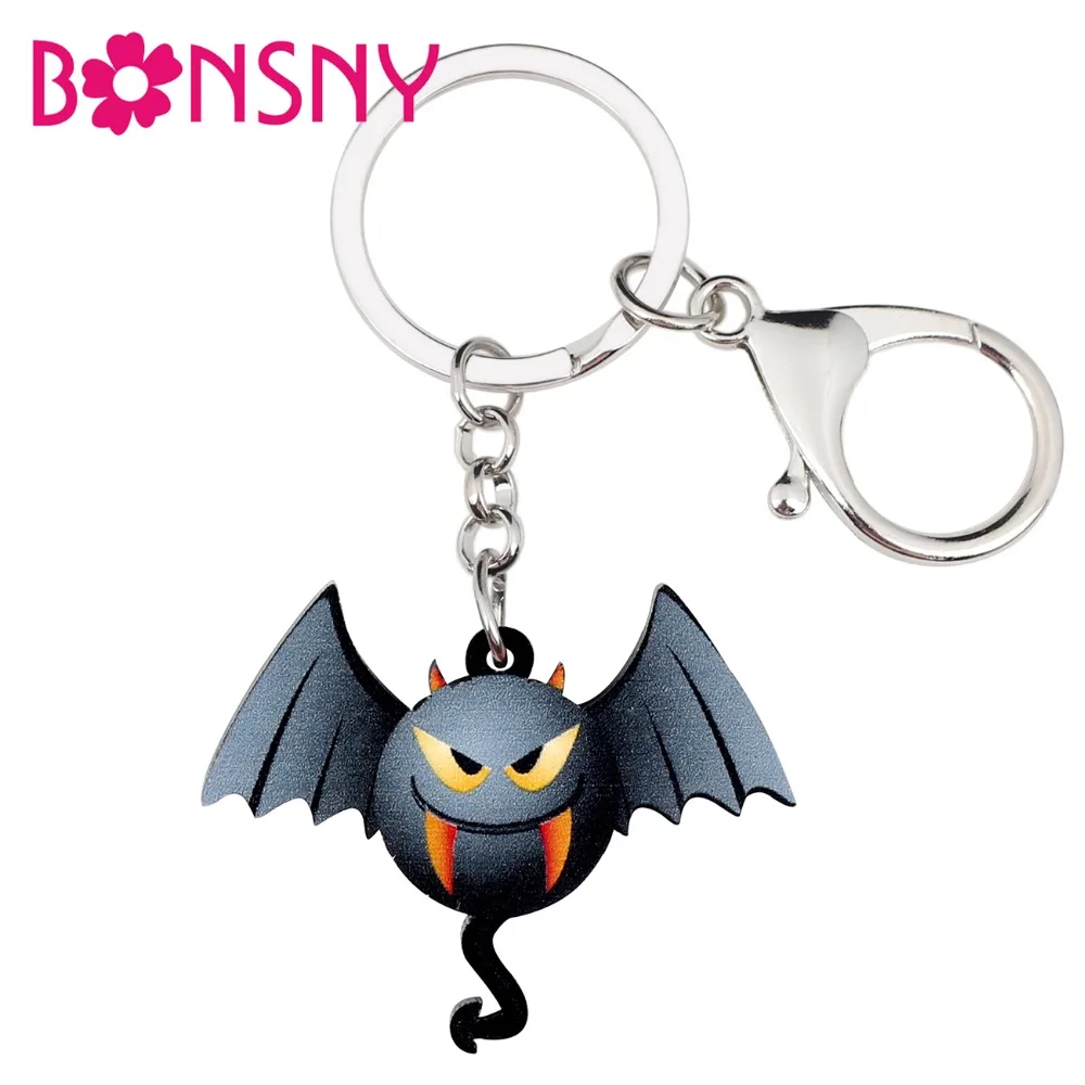 Украшения для женщин и девочек Bonsny акриловые Хэллоуина аниме Demon Bat брелок-брелок