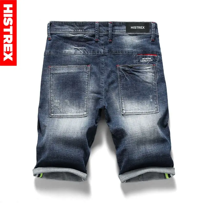 HISTREX Men Jeans Shorts Summer Motorcycle Stretch Skinny Men's Ripped Blue Jean Plus Size M L XL XXL 3XL 4XL 5XL #HJH8O | Мужская