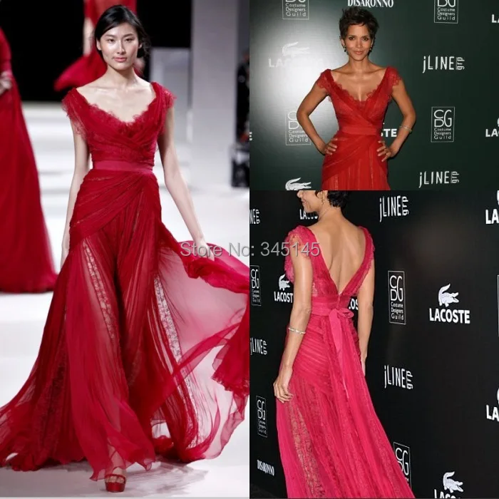 Знаменитые Вечерние платья из красного шифона и романтичное кружевное платье с v