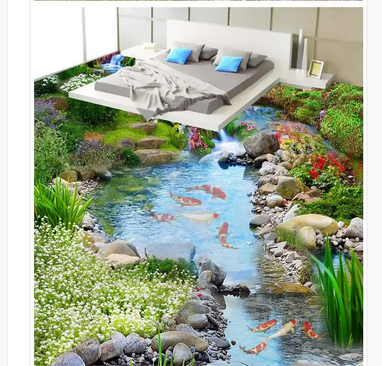 Самоклеящиеся обои из ПВХ 3d на заказ украшение для дома залив воды карпа|custom