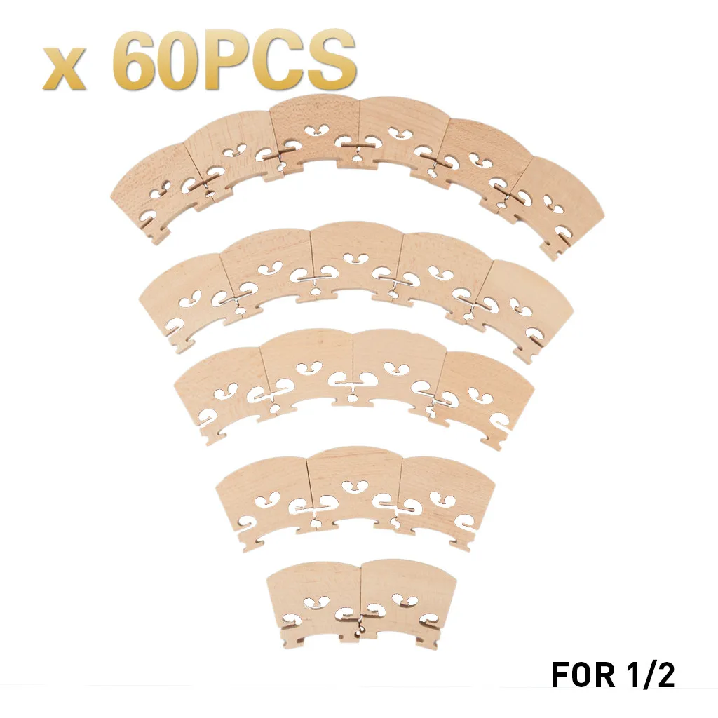 

60PCS Violin 1/2 Bridge Maple Wood Replacement Violin Accessories & Part New Set