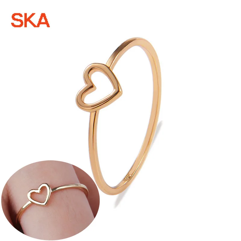 

SKA Ring Heart Shape Hollow Anillos Mujer Engagement Rings For Women Bague Femme Silver Gold Color Wedding Jewelry x18030136