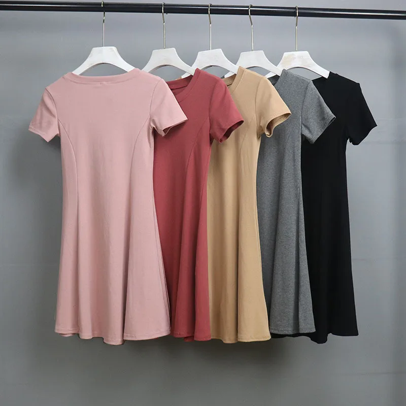 Летнее платье винтажное с круглым вырезом женское трапециевидной формы коротким