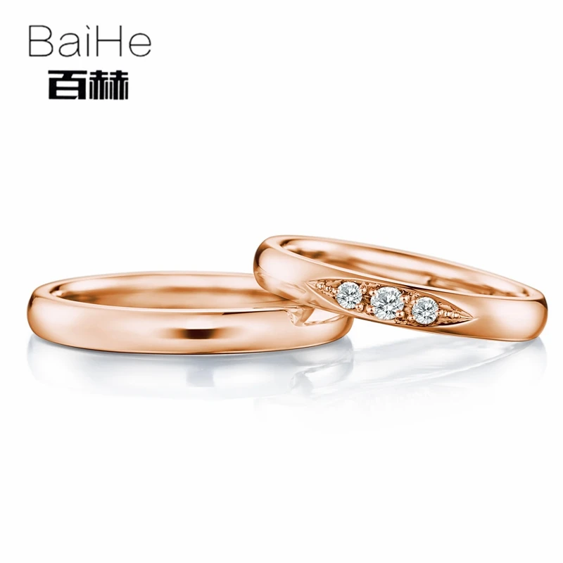BAIHE Твердое 18K Белое Золото 0.15ct сертифицированное H/SI круглое подлинное