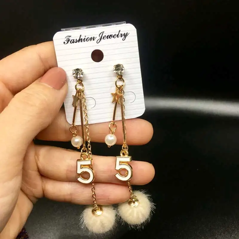 Wild temperament woman geometric figures tassel earrings Cashmere fairy ball 5 pendants individual | Украшения и аксессуары