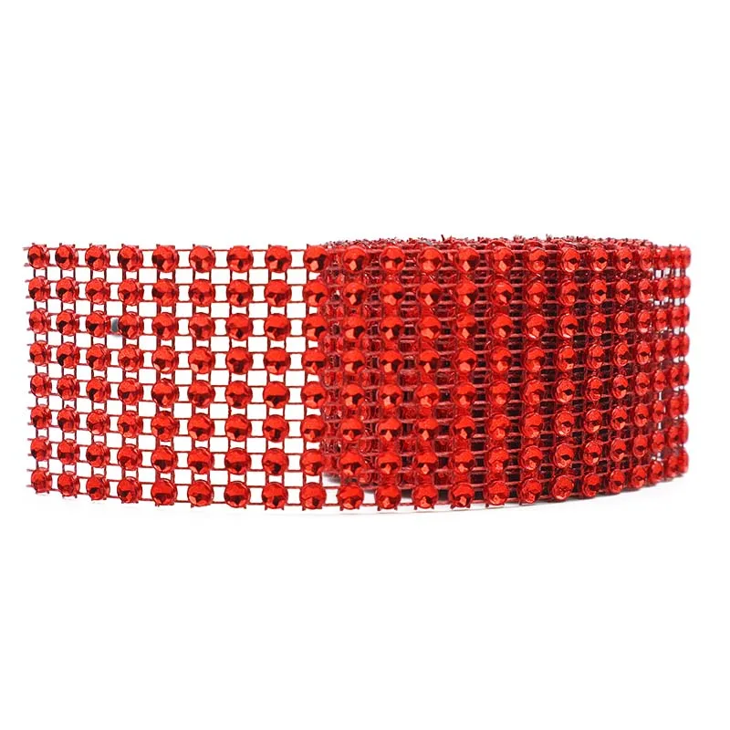 Красный 2 ярда 4 см Bling сетка-рулон с алмазами событие Вечеринка День рождения Свадьба DIY Украшение стола обертка для бутылки ленты с кристаллами Rhineston тюль - Цвет: Красный