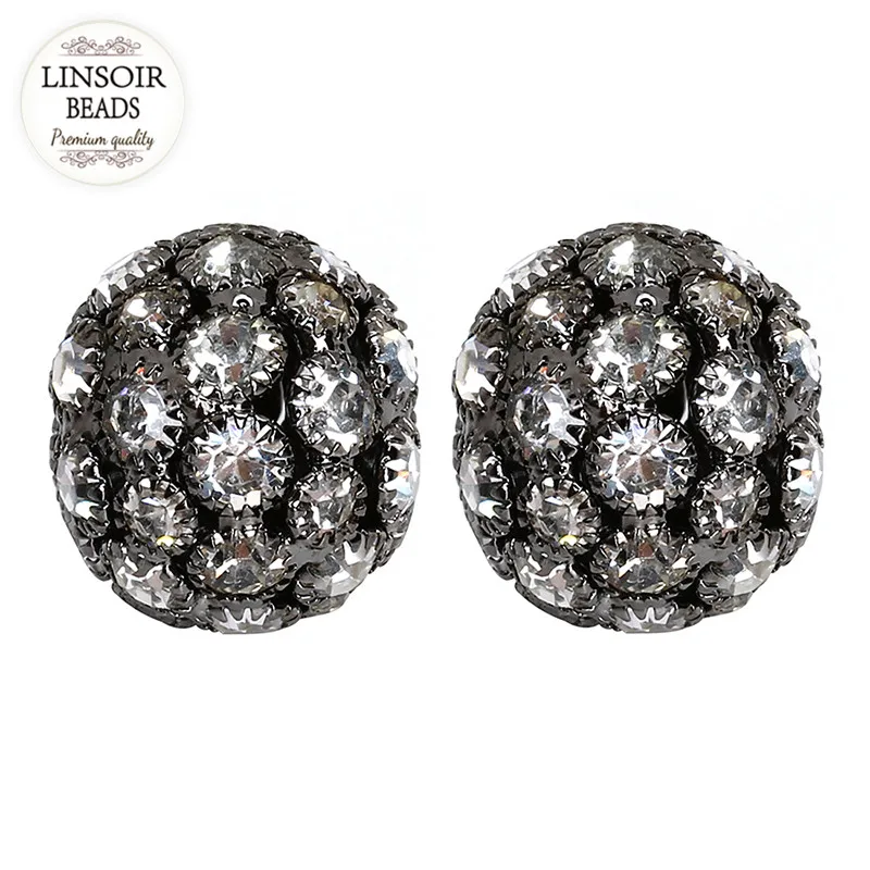 LINSOIR 2 шт./лот модные микро Хрустальные Бусины медная прокладка большого