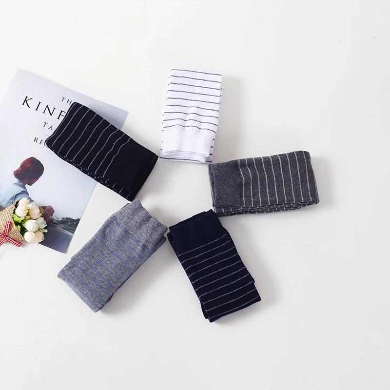 Женские тонкие облегающие чулки с полосатым узором выше колена плотные носки