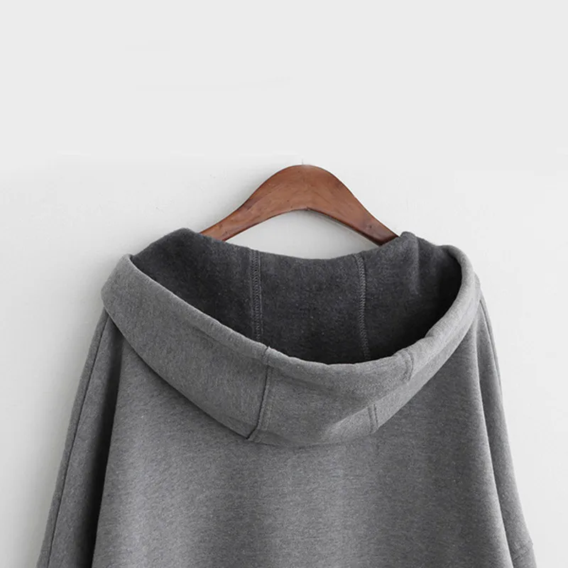 2017 осень зима Для женщин длинные толстовки с капюшоном размера плюс 3Xl 4Xl XXXl