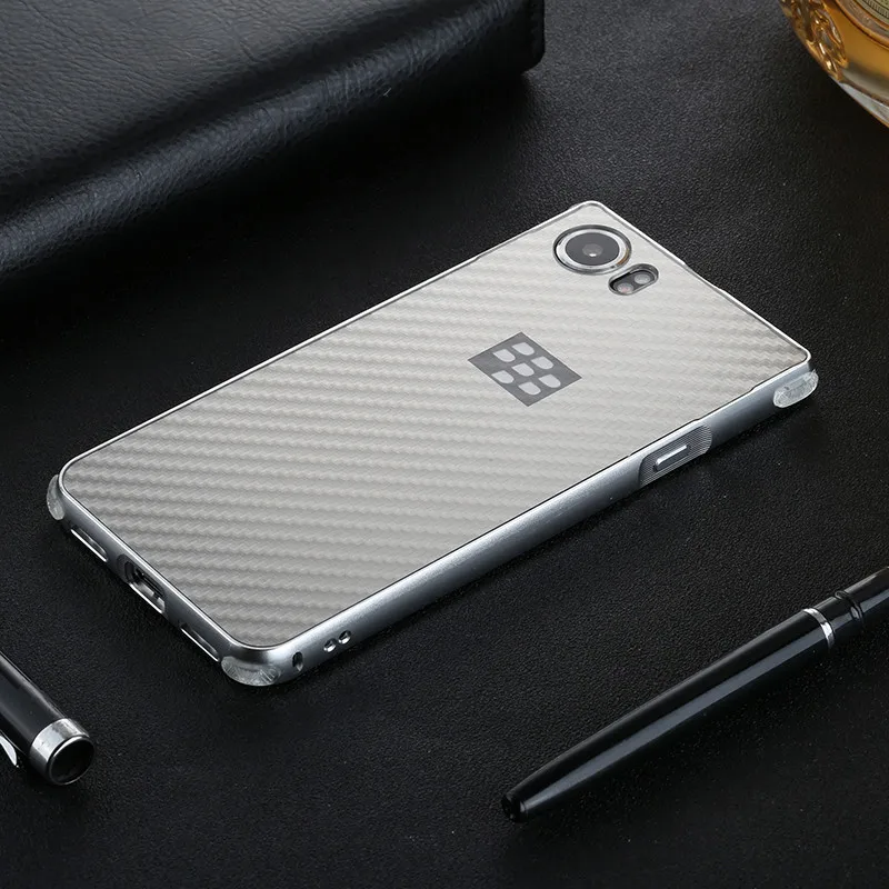 Silver Роскошный Металлический Чехол-бампер для Blackberry KEYone чехол 2 в 1 Pull& Push из углеродного волокна чехол для телефона Blackberry Keyone Key One чехол - Цвет: Silver