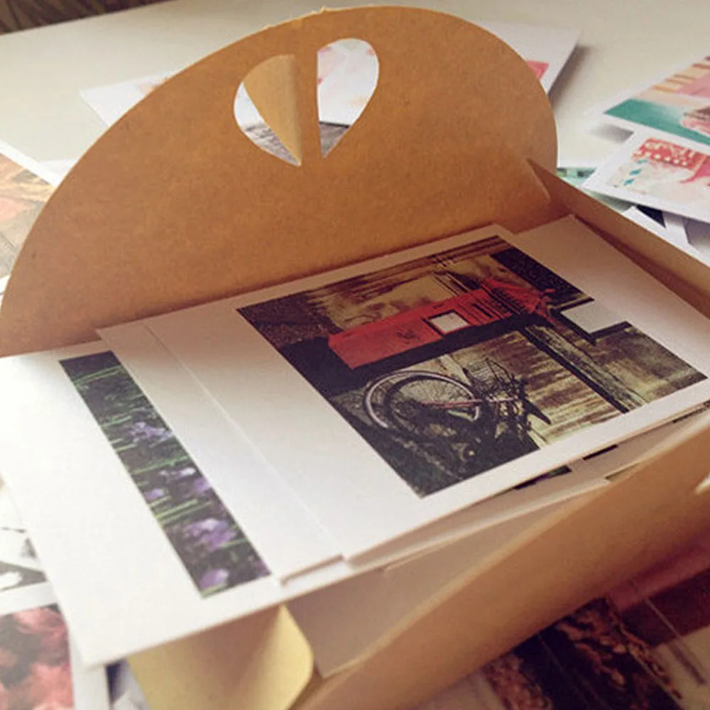 

50Pcs/lot Handmade Heart Kraft Envelope Vintage Envelopes Retro Stationery Set Postcard Photo Storage Christmas Gift Package