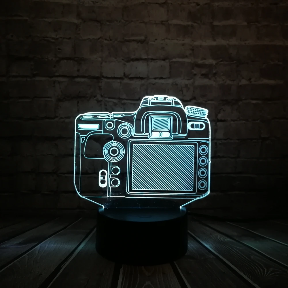 Модель камеры многоцветная изменение 3D лампа настольная декоративная рядом