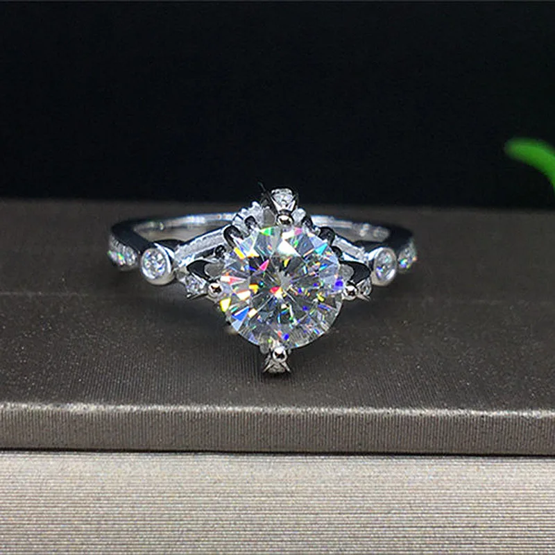 

Женское Обручальное кольцо с муассанитом, кольцо из белого золота 18 К с бриллиантовой огранкой 1 карат, 6,5 мм, AU750, Ювелирное Украшение