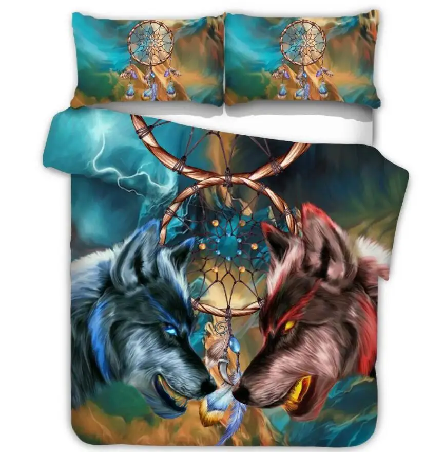 3d Wolf Printed Bedding Sets Duvet Cover Set 2/3pcs Queen King Quilt Bedclothes Bed Linen(No Sheet No Filling) | Дом и сад