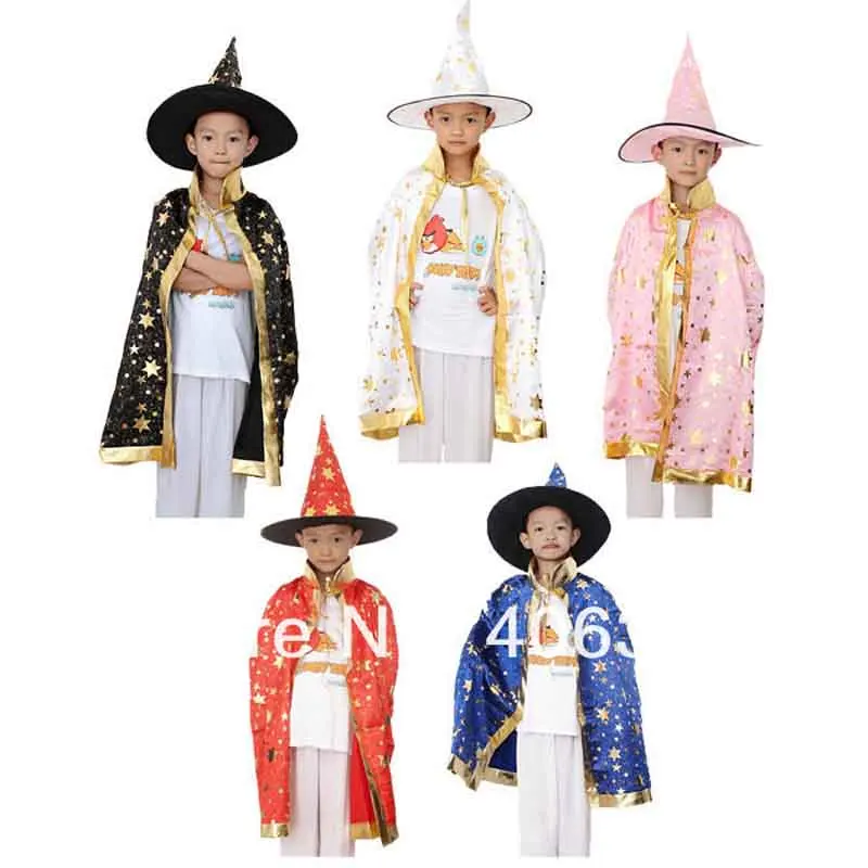 Детские атласные вечерние накидки ведьмы для Хэллоуина Черный красный розовый