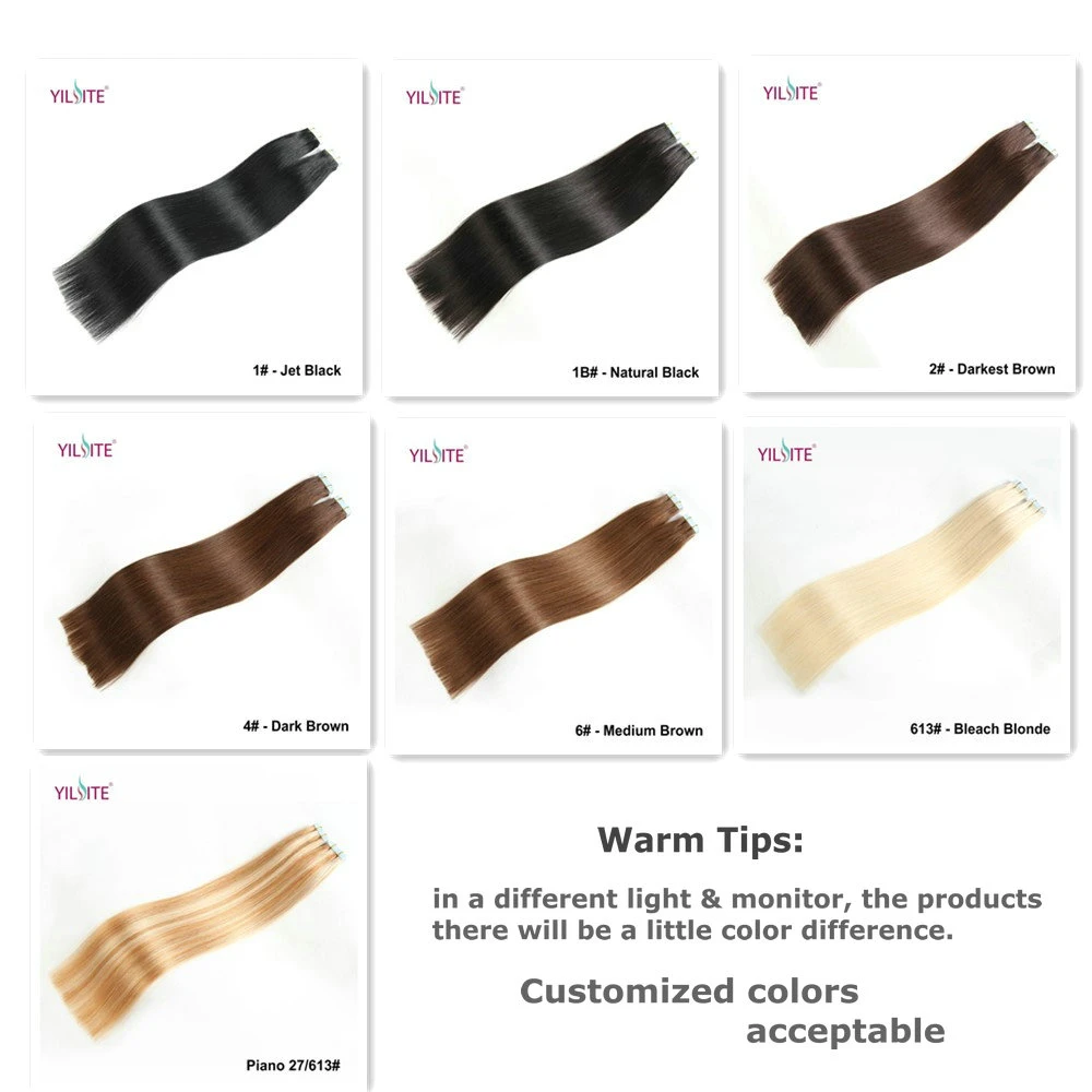 YILITE 2"-22" лента в пряди человеческих волос для наращивания 20 шт европейские натуральные волосы шелковистые прямая прядь В пряди человеческих волос для наращивания