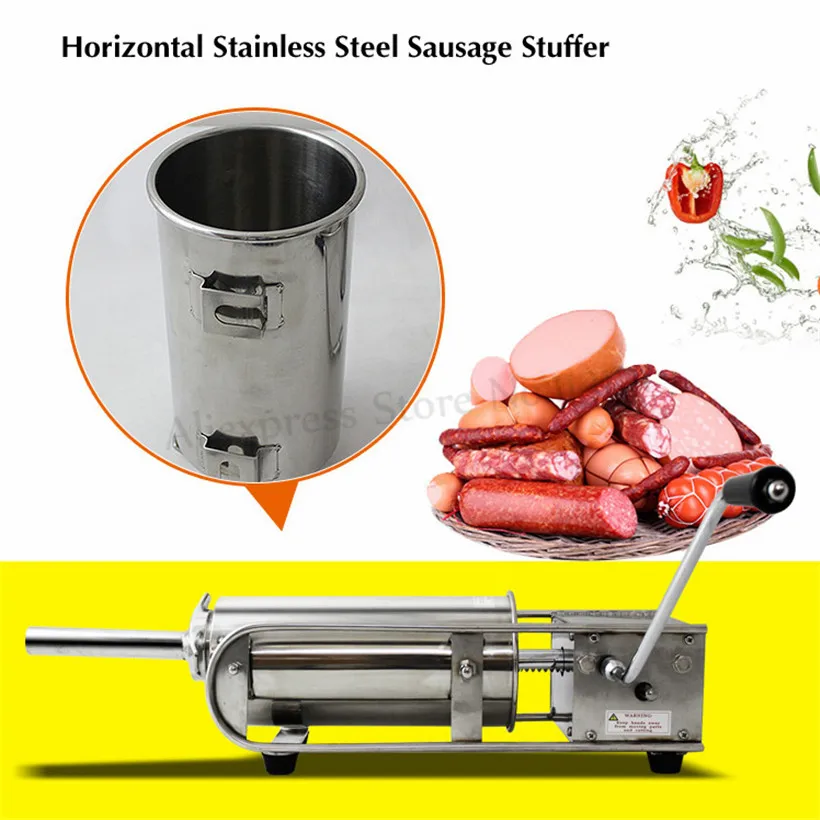 

Horizontal Manual 7L Sausage Stuffer Stainless Steel Spanish Churros Maker Salami Meat Filling Machine Sausage Syringe Tool