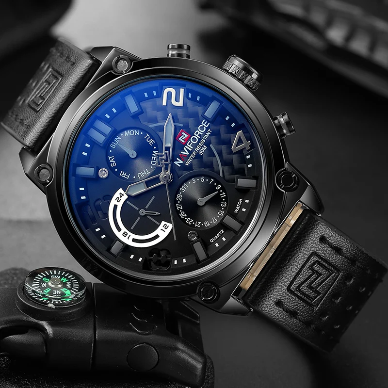 NAVIFORCE Лидирующий бренд Для мужчин s модные спортивные часы полный Сталь кварцевые
