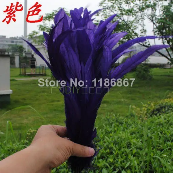 

Wholesale 100pcs/lot dark purple Rooster feather Cock Tail Feather chicken feather rooster tail feathers 35-40cm/14-16inch