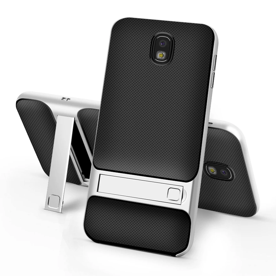 Royce Silver Задняя крышка для samsung Galaxy J7 Pro J730 чехол 5," 3D Стенд Силиконовый ТПУ Гибридный 360 защитный мобильный телефон Fundas - Цвет: Royce Silver